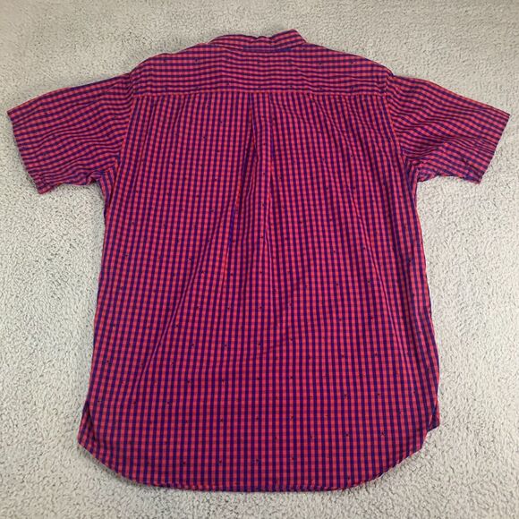 Uniqlo Shirt Mens Large Button Up Pink Blue Gengham Plaid Stars Modern Casual - Picture 9 of 10